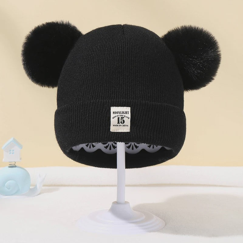 Warme Gebreide Babymuts met Pompon - Winter Beanie voor Jongens en Meisjes