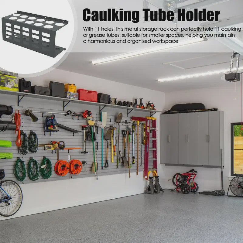 Wandmontage Kit Tube Houder voor 11 Tubes - Ruimtebesparende Werkplaats Organisatie