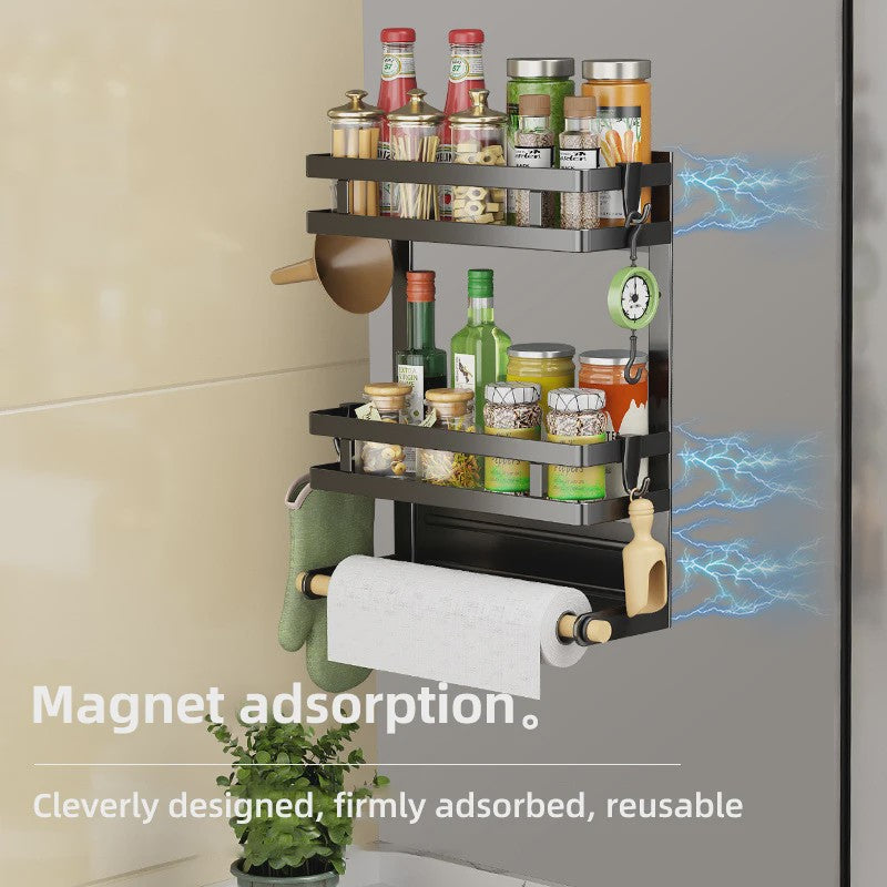 Magnetische Koelkast Organizer met 2-3 Lagen, Keukenopslag en Handdoekhouder