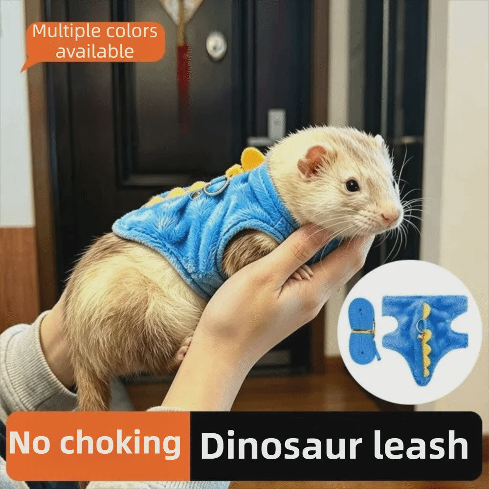 Veilig en Comfortabel Dinosaurusharnas met Riem voor Fretten, Hamsters en Cavia's