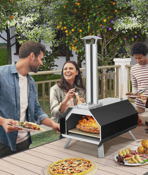 Draagbare Buiten Pizzaoven van RVS met Pizza Steen, Schep en Thermometer