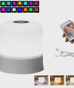 Oplaadbare Sfeerlamp met Afstandsbediening - Touch Sensor, RGB Kleuren & Dimbaar