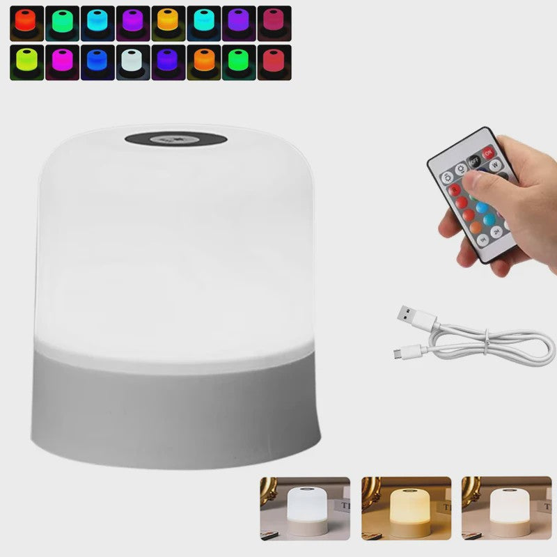 Oplaadbare Sfeerlamp met Afstandsbediening - Touch Sensor, RGB Kleuren & Dimbaar