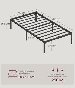 VASAGLE Metalen Bedframe - Modern, Stijlvol en Ruimtebesparend