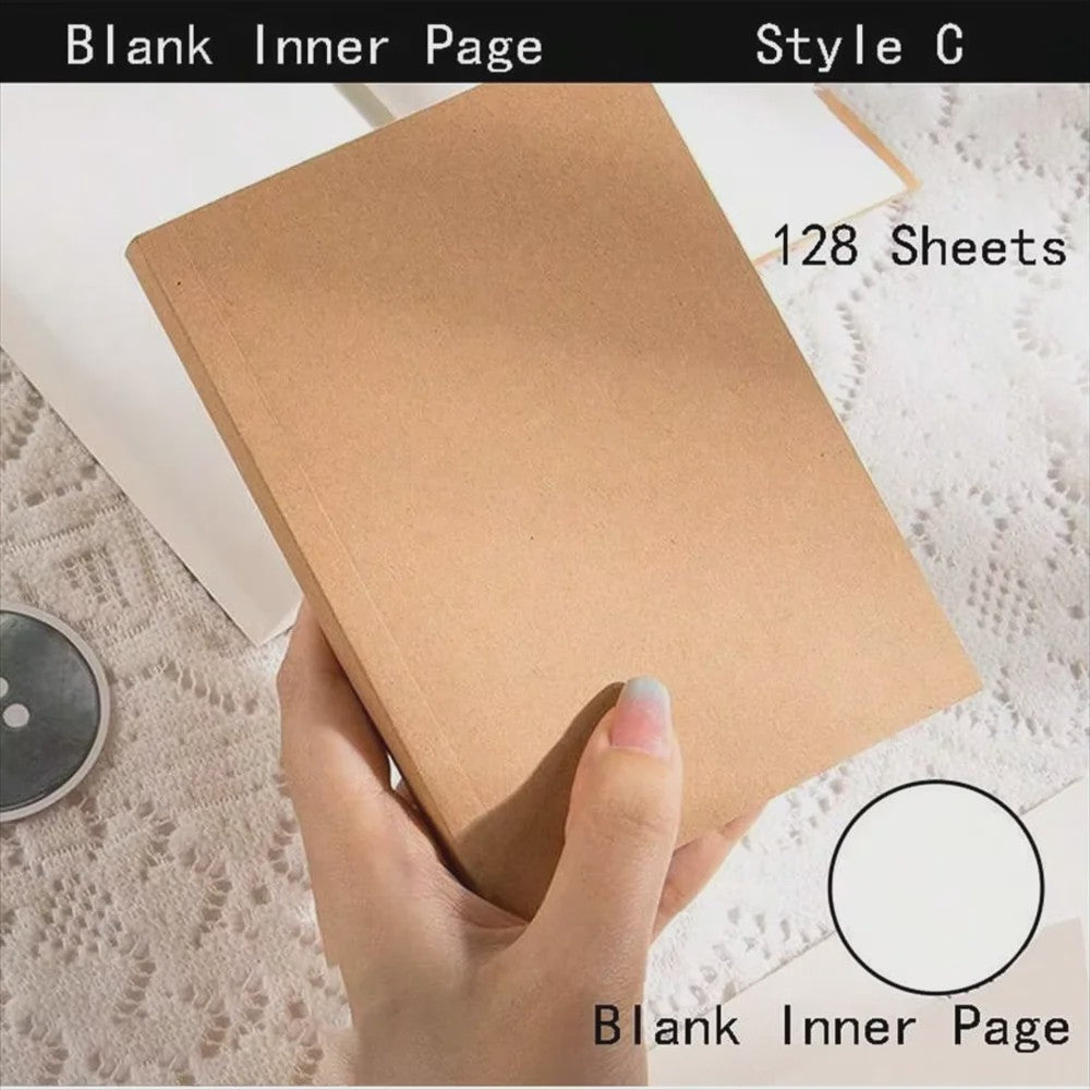 A6 Notitieboekje met Dik Papier - Lijn, Blanco, Grid - Kraft Cover