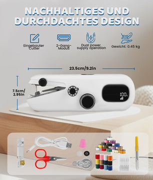 Handheld Sewing Machine, Electric Mini Sewing Machine With Three Speeds Portable, With LED Display, Suitable For DIY, Garments, Curtains, Hand Sewing Machines For Beginners