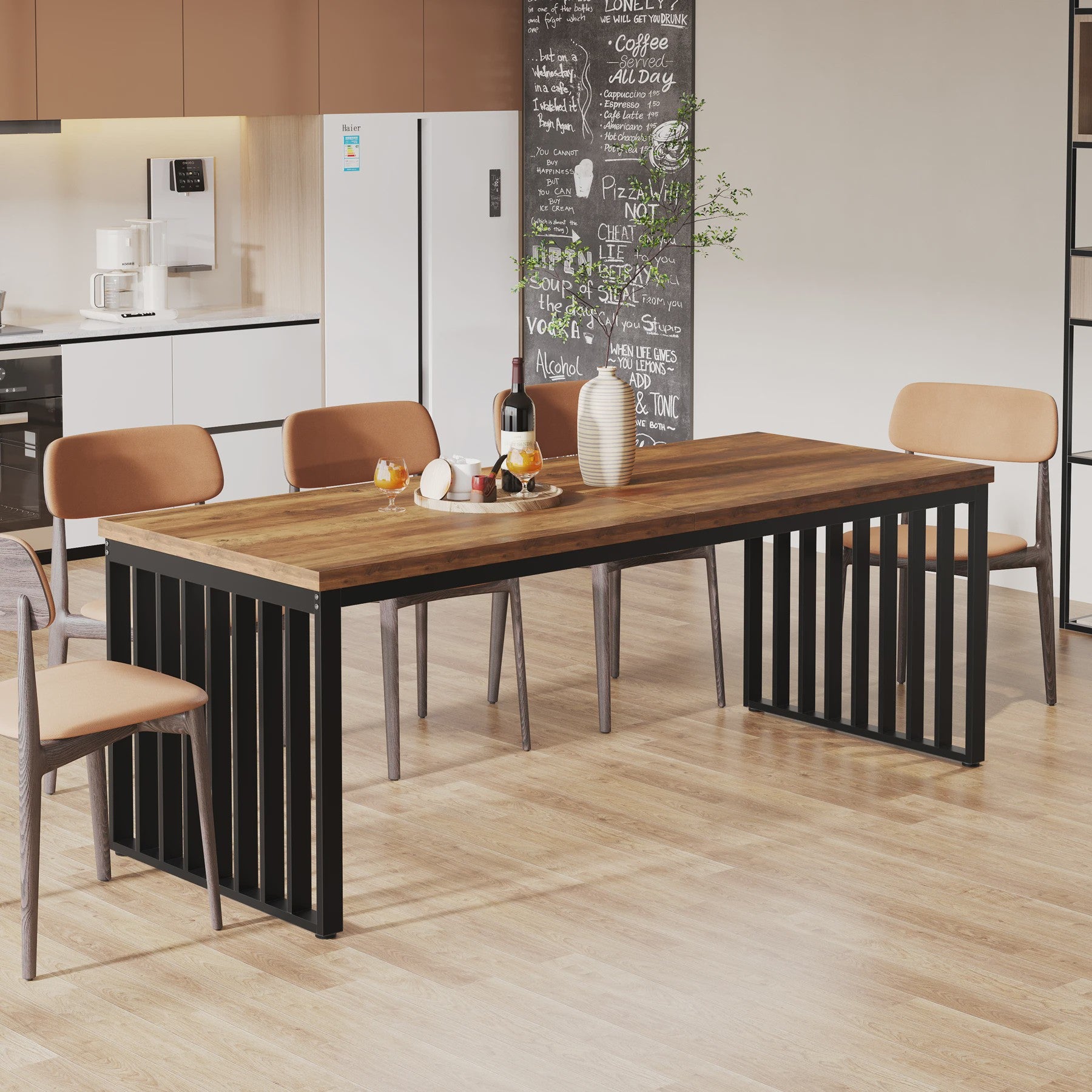 Industriële Eettafel 180 cm - Hout & Metaal - Geschikt voor 4-6 Personen