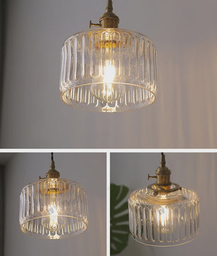 Vintage Groene Glazen Hanglamp - Nordic Stijl, Koperen Accent