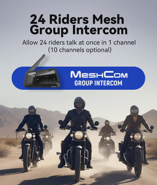 Lexin MeshCom Motorfiets Intercom - Mesh & Bluetooth Communicatie voor 24 Rijders