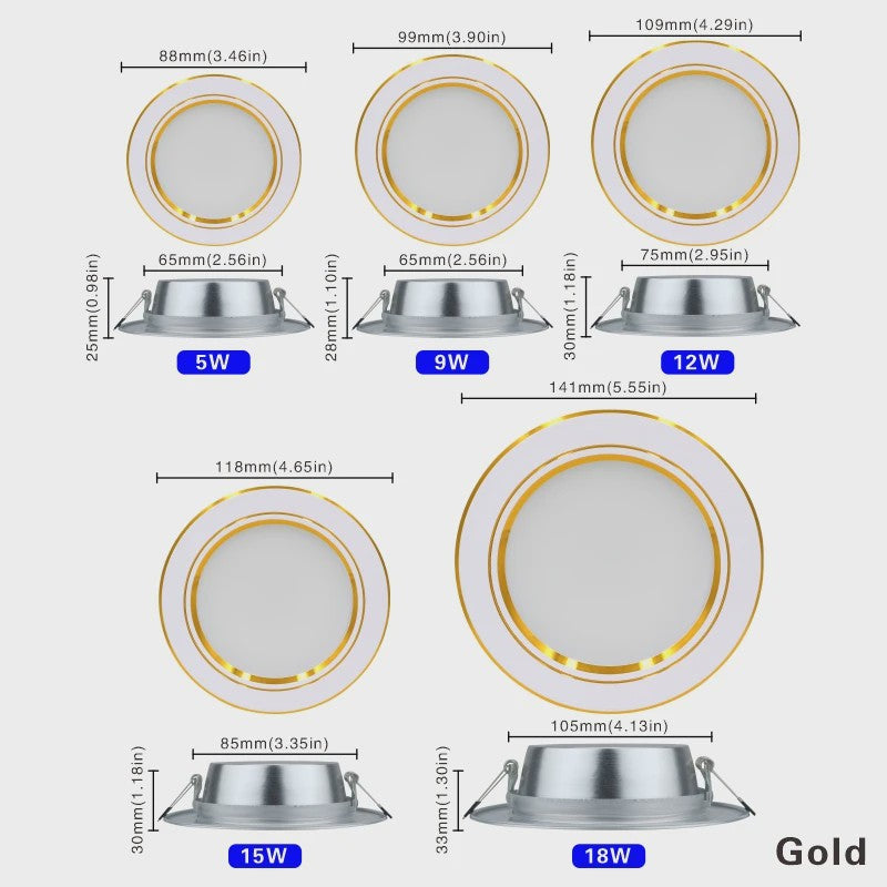Ronde LED Downlight Inbouwspots 5W-18W - Warm Wit & Koel Wit - Aluminium