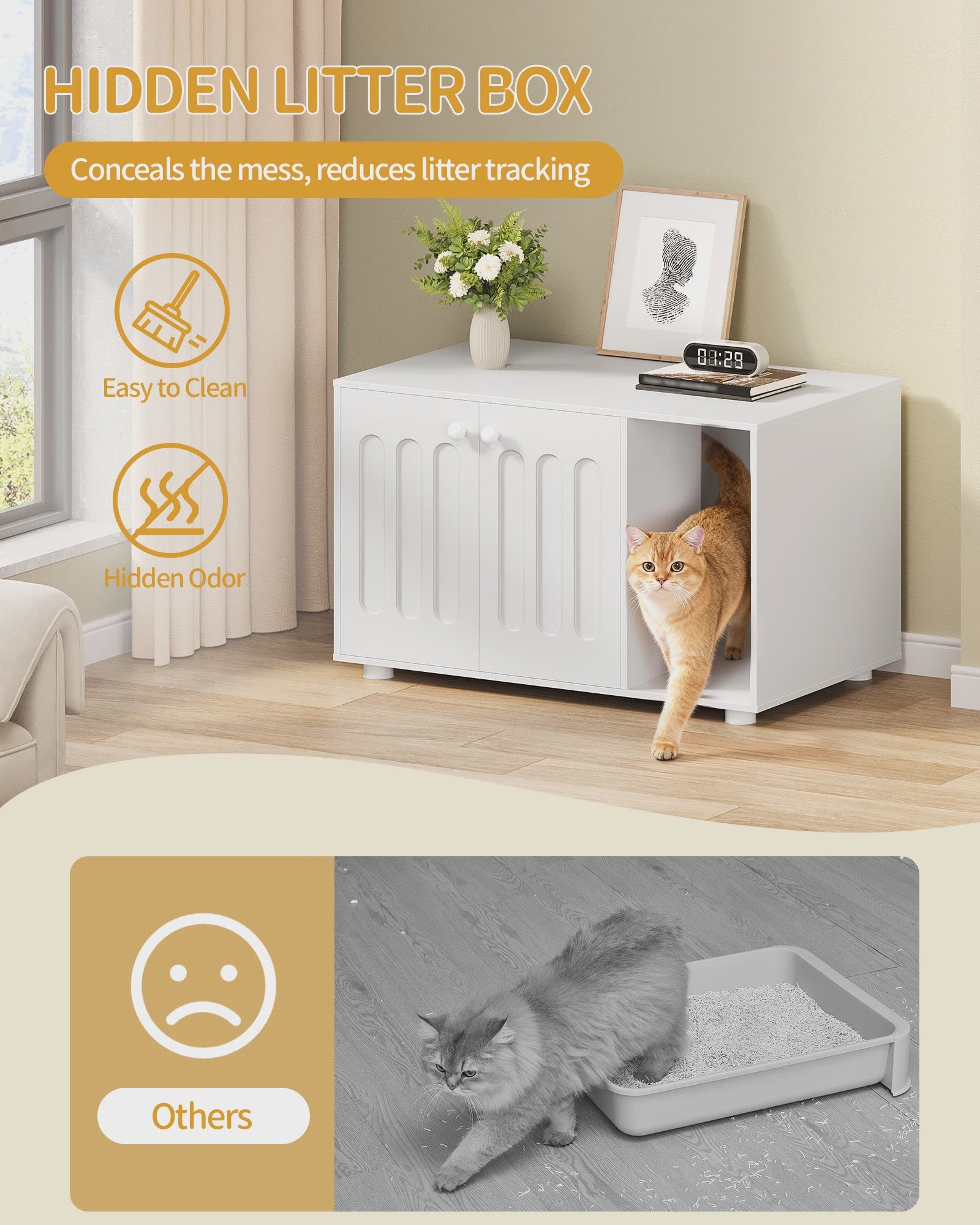 Stijlvolle Katten Toiletkast met Deur en Divider - Modern Design
