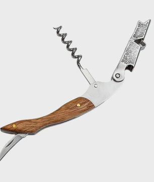 Professionele Sommelier Kurkentrekker met Houten Handvat & Foliesnijder