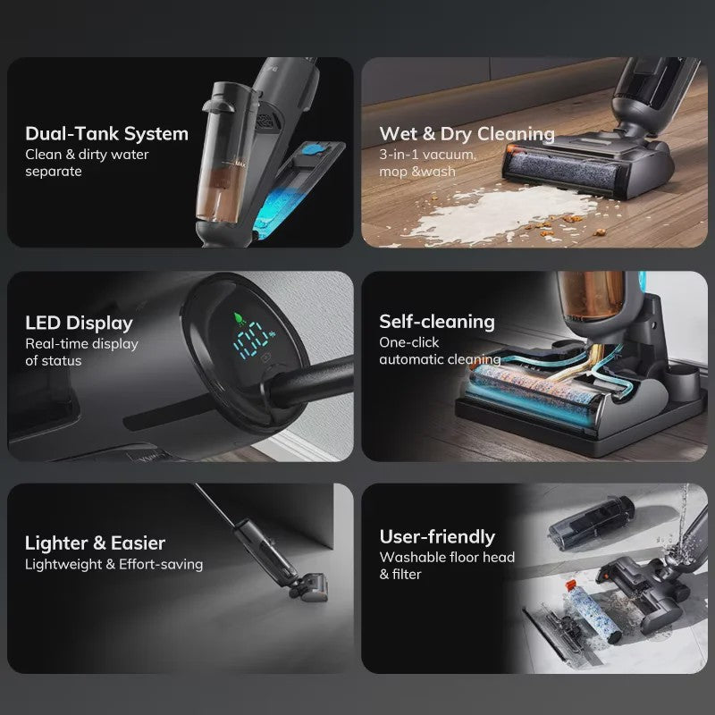 ILIFE W90 Pro: Draadloze Nat & Droog Stofzuiger Mop met Zelfreiniging en 7000Pa Zuigkracht