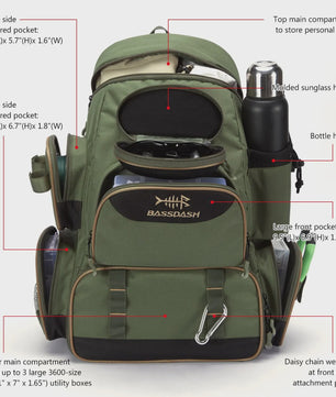 Bassdash Vis Tassen Rugzak - Lichtgewicht Tactische Visserij Tackle Backpack Multifunctioneel