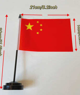 Chinese Bureauvlag 14x21cm - Officiële Nationale Vlag met Standaard