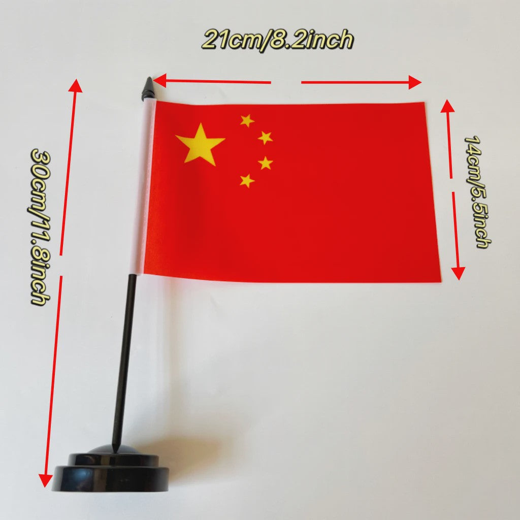 Chinese Bureauvlag 14x21cm - Officiële Nationale Vlag met Standaard