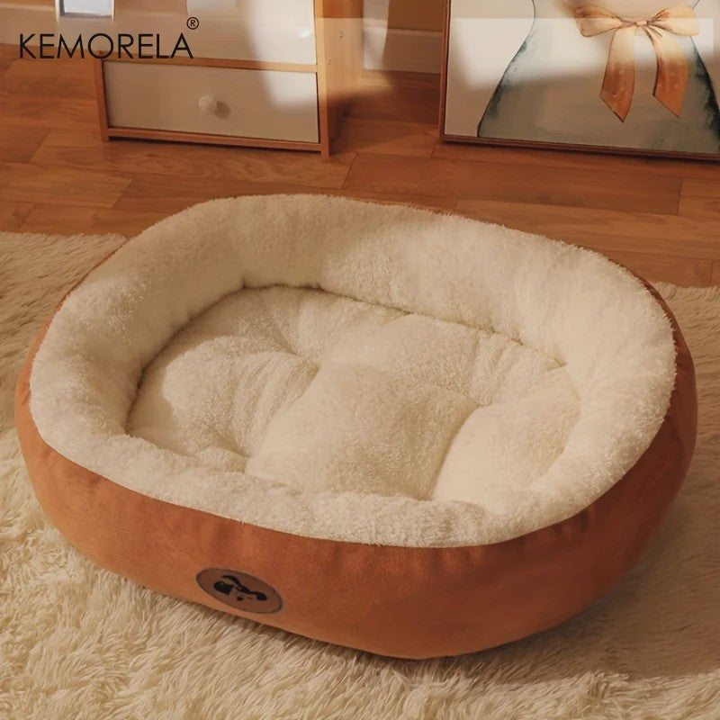 Pluche Ovaal Huisdierbed - Machinewasbaar & Comfortabel voor Hond & Kat