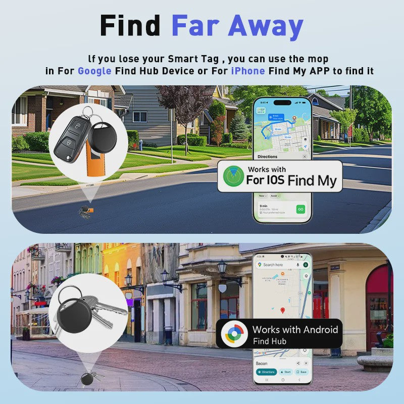 4x Dual Systeem Tracker: Werkt met Apple Find My & Google Find Hub - Slimme Locator