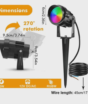 10x 12W RGBW LED Tuinspots - Laagspanning, Waterdicht, Kleurveranderend