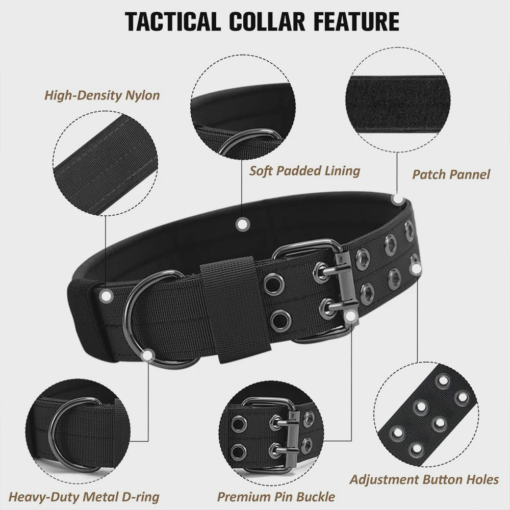 Tactische Hondenhalsband - Duurzaam Nylon Militaire Stijl voor Middelgrote tot Grote Honden