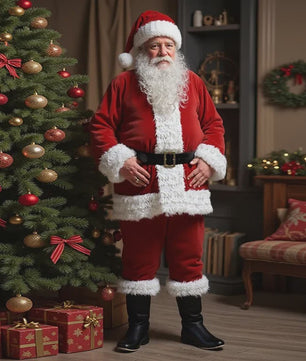 Luxe Gouden Fluweel Santa Claus Kostuum voor Heren - Perfect voor Kerst, Halloween & Feesten