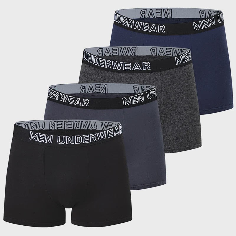 Herenshorts Boxer Briefs 4-Pack - Zwart, Blauw, Grijs - Polyester/Spandex