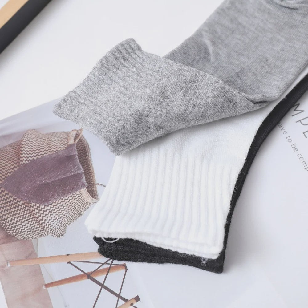 10 Paar Heren Katoenen Sokken - Mid-Calf, Effen Kleur, All Seasons