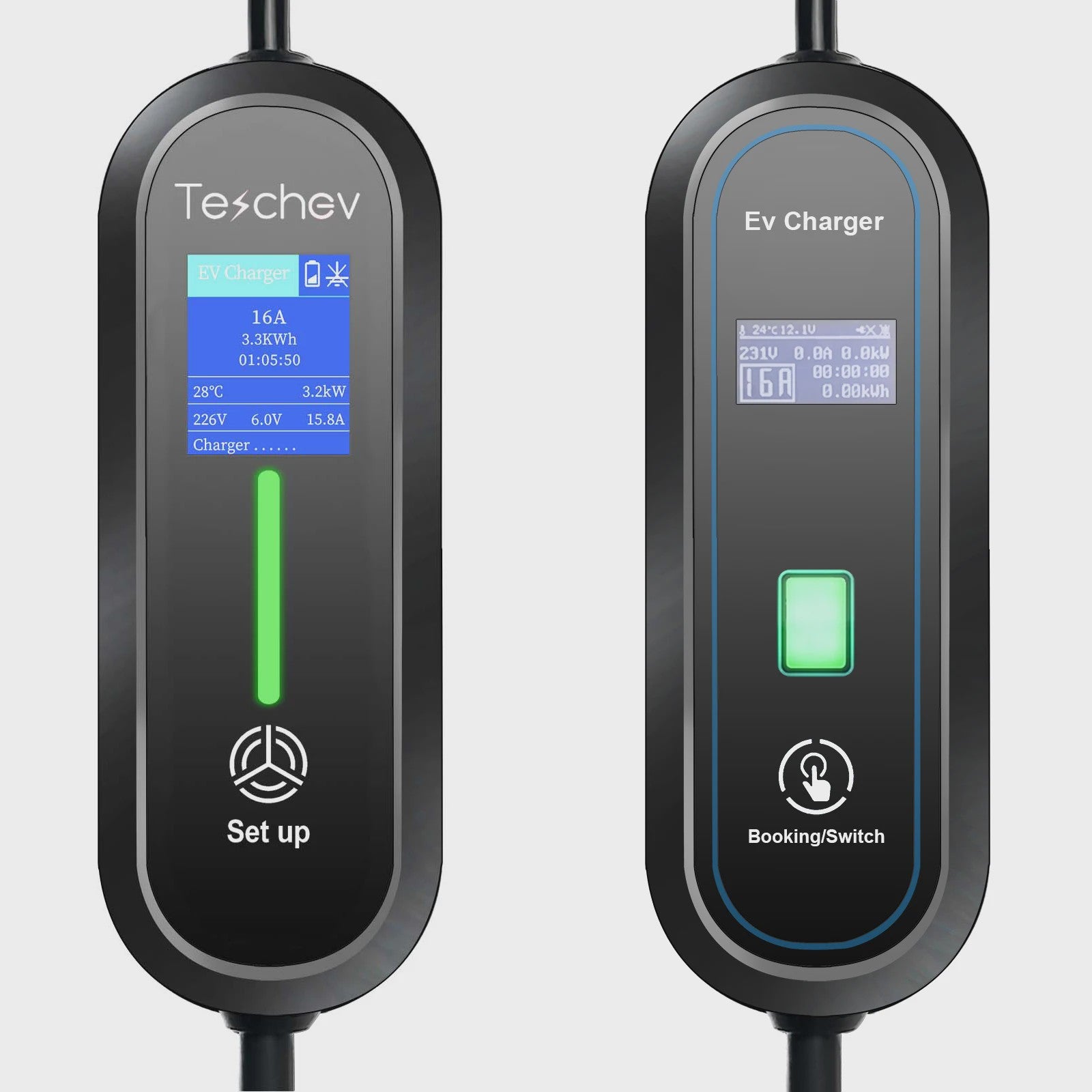 Teschev 3.5KW Draagbare EV Oplader - Type 2 & Type 1, 16A, IP65 Waterdicht