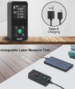 HILDA Laser Afstandsmeter 120M - Hoekmeting, Dubbele Laser & Oplaadbaar