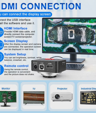 YIZHAN 60MP 4K Digitale Microscoop met HDMI/USB, 150x Zoom en Verstelbare Arm
