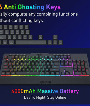 Redragon K525 PRO RGB Gaming Toetsenbord - Draadloos, Mechanisch Gevoel, Multimedia