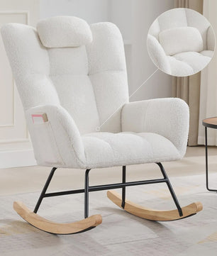 Comfortabele Teddy Wipstoel met Hoge Rug - Perfect voor Babykamer, Woonkamer of Leeshoek