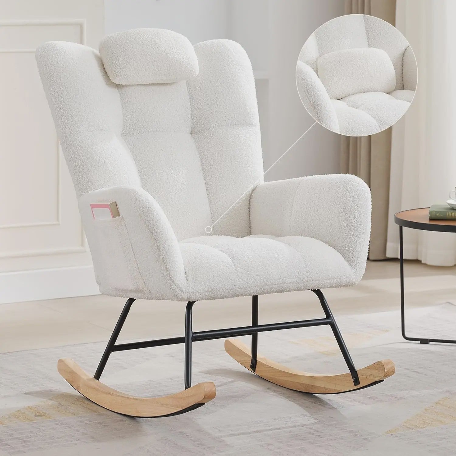 Comfortabele Teddy Wipstoel met Hoge Rug - Perfect voor Babykamer, Woonkamer of Leeshoek