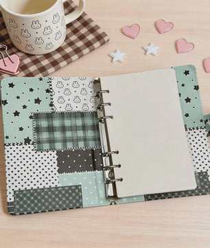 A6 Patchwork Notitieboek met Losse Bladen - PU Leer, Planner & Fotokaart Album