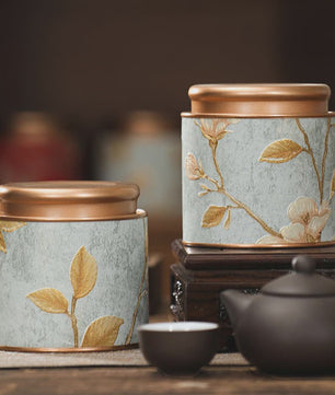Decoratieve Theeblik met Bloemenprint - Afsluitbare Opbergbus voor Thee