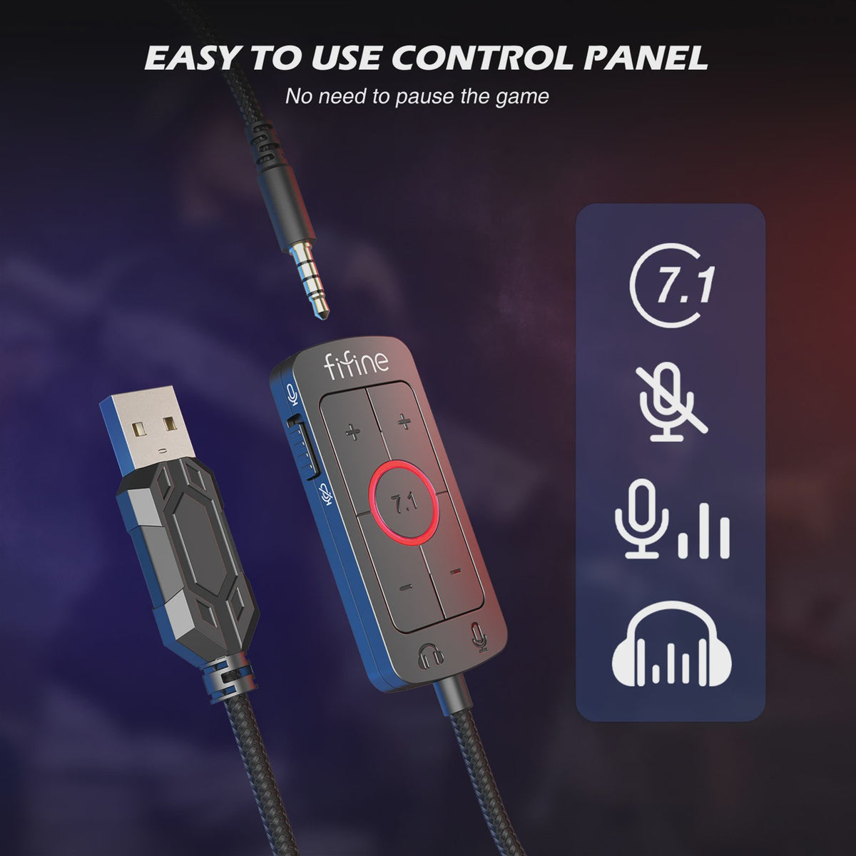 FIFINE H9 Gaming Headset: 7.1 Surround Sound, USB & 3.5mm Jack, Volume & Mute Control