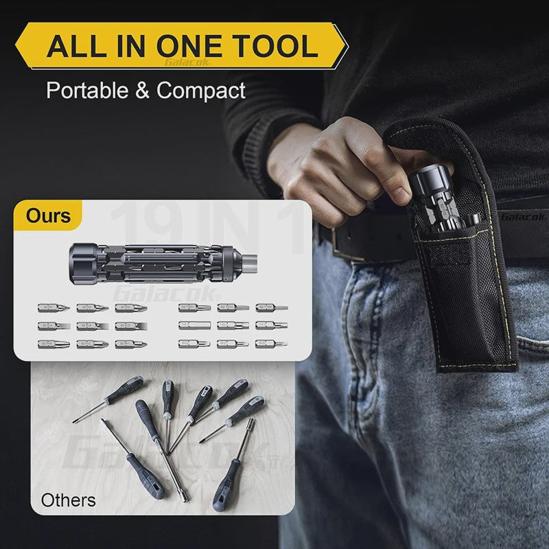 Galacok 19 in 1 Multi Bit Screwdriver S1 EDC Magnetic Screwdriver Tool Gifts for Men Portable Repair Tool Kit for Home Repairs