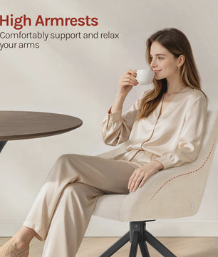 Set van 2 Chenille Eetkamerstoelen - 360° Draaibaar, Ergonomisch & Comfortabel