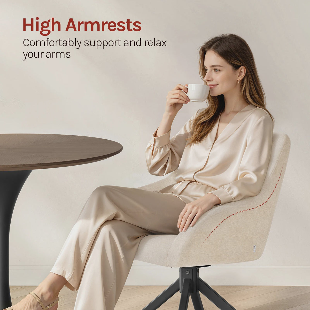 Set van 2 Chenille Eetkamerstoelen - 360° Draaibaar, Ergonomisch & Comfortabel