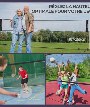 SPORTNOW 3-in-1 Sportset: Badminton, Pickleball & Volleybal met Verstelbaar Net