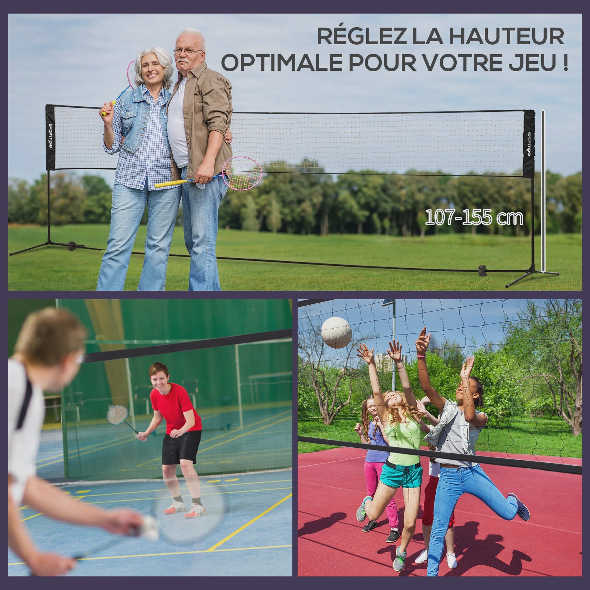 SPORTNOW 3-in-1 Sportset: Badminton, Pickleball & Volleybal met Verstelbaar Net