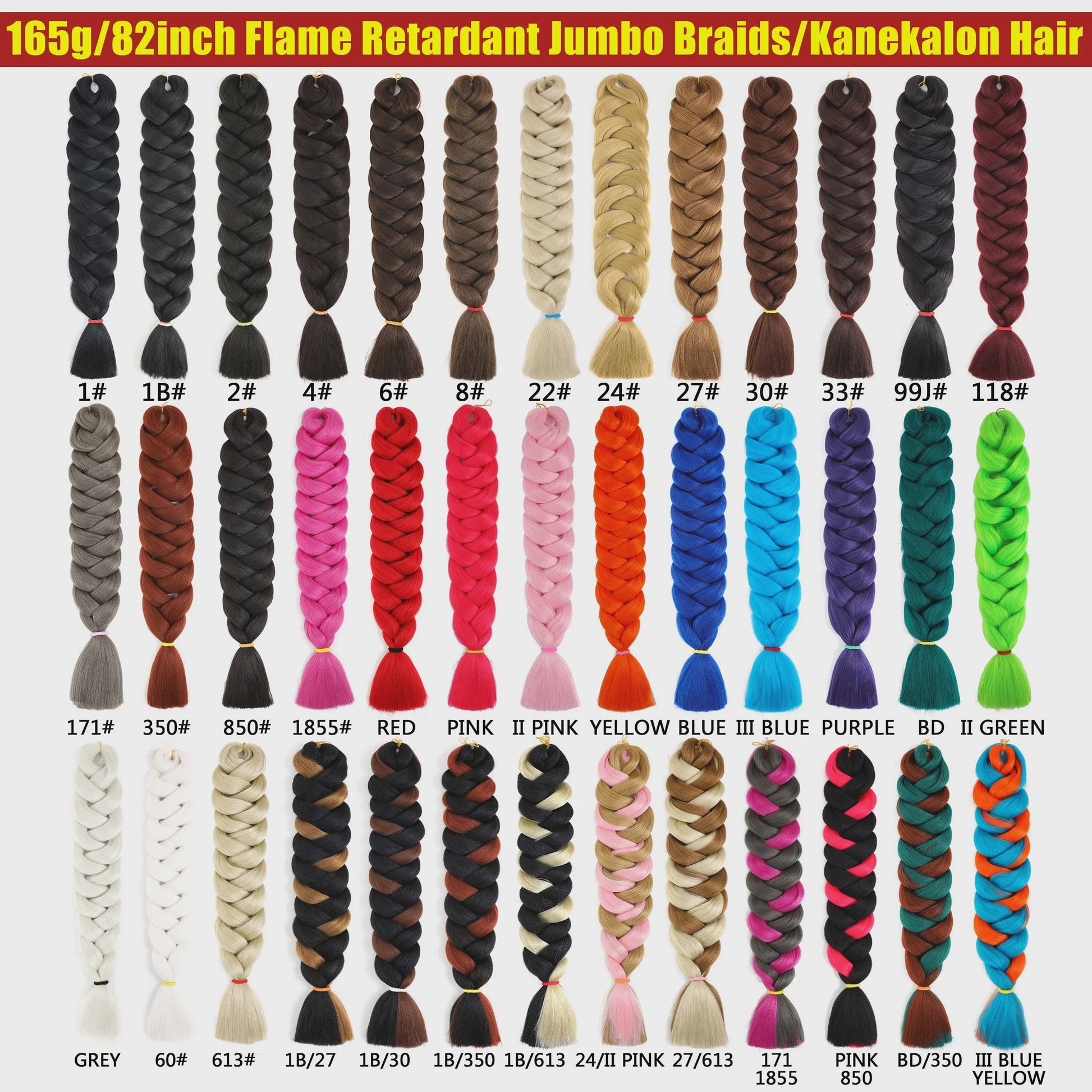 82 Inch Kanekalon Jumbo Braiding Hair - 165g Pre-Stretched Synthetisch Vlecht Haar voor Crocheten