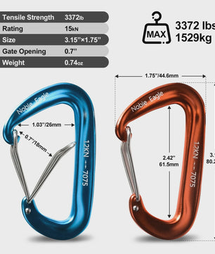 Set van 6 Karabiners 12kN D-Ring - Robuust Aluminium voor Outdoor & Klimmen