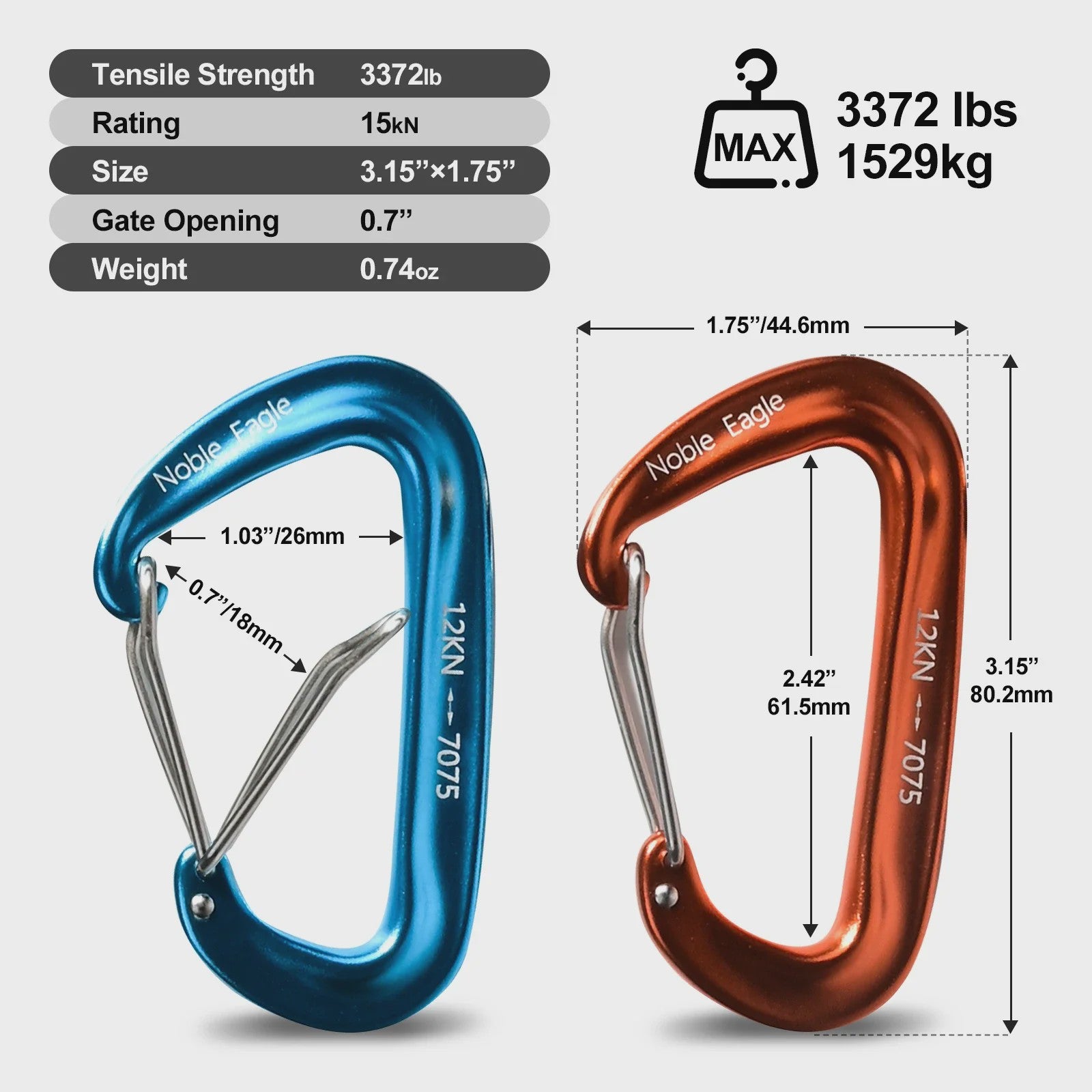 Set van 6 Karabiners 12kN D-Ring - Robuust Aluminium voor Outdoor & Klimmen