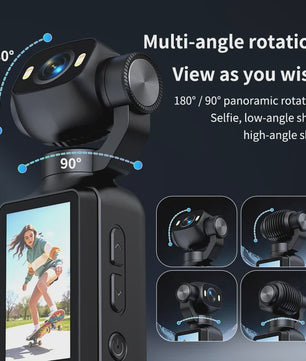 4K Handheld Gimbal Actiecamera met 180° Draaibare Lens - Anti-shake Pocket Vlog Camera