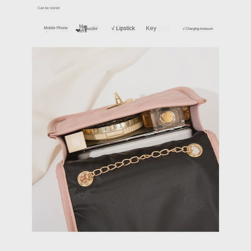 Chique Dames Schoudertas met Diamantstiksel en Gouden Ketting - Elegant & Compact