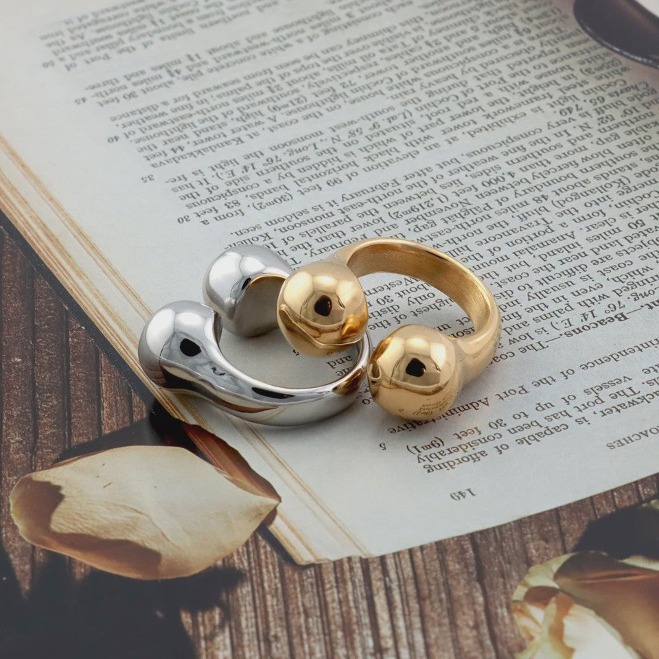 Nieuw Design Geometrische Kralen Ring - Roestvrij Staal Dames Sieraden