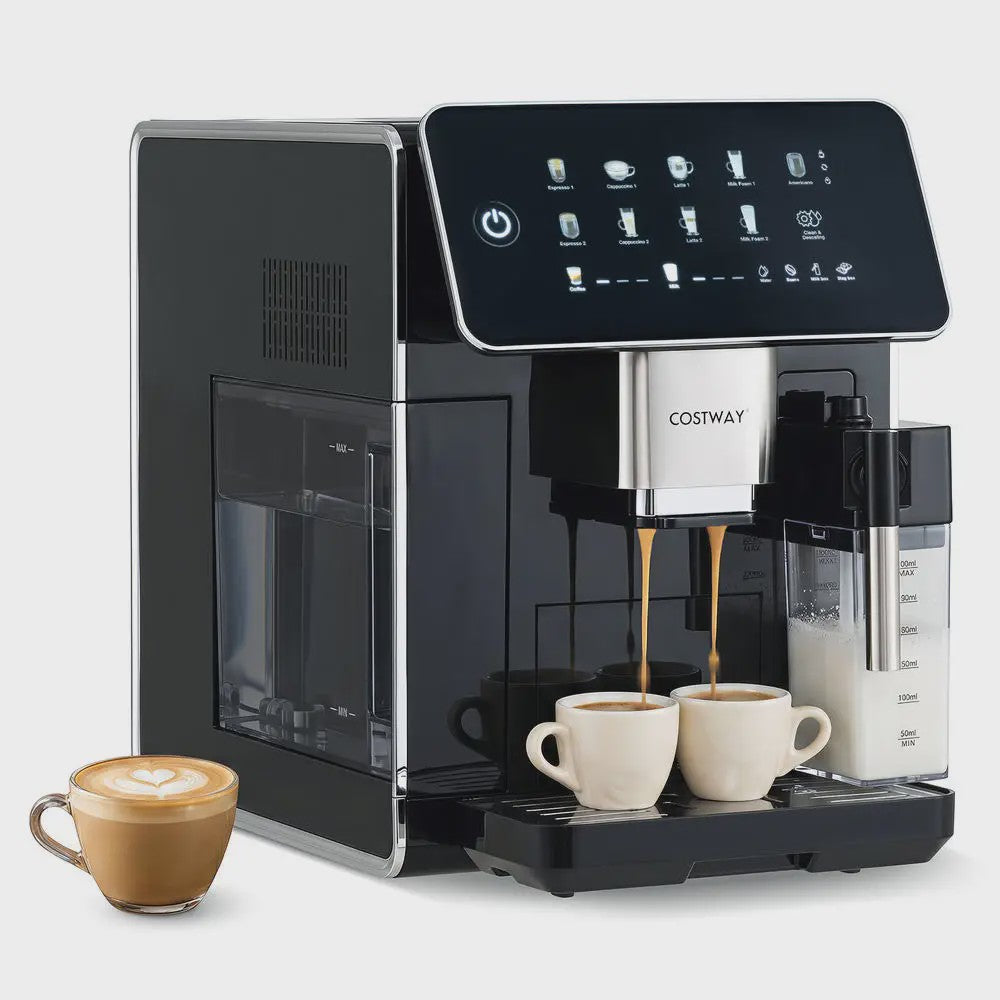 Volautomatische Koffiemachine met Ingebouwde Molen, Melkreservoir & Automatische Reiniging