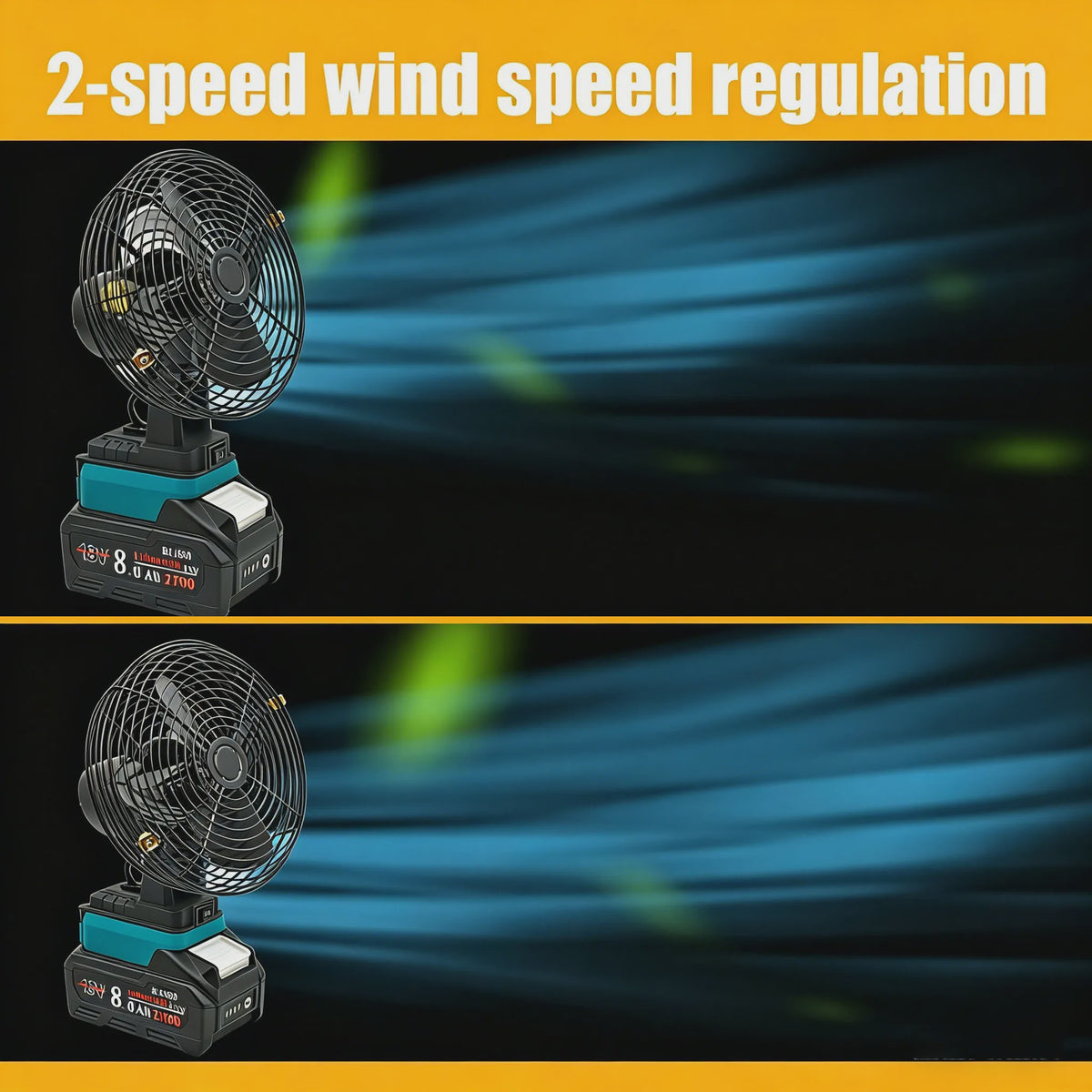 Krachtige 18V Accu Ventilator - Metaal, Camping & Buiten Gebruik - Compatibel met Makita, Dewalt, Milwaukee