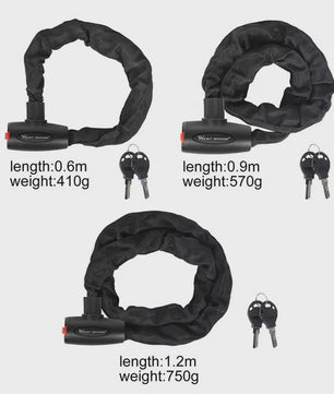 WEST BIKING Fiets Ketting Anti-diefstal Sluiting - Stevig Staal & Duurzaam